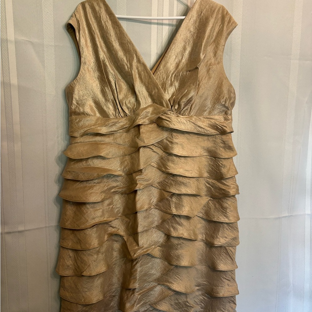 Like New - Gold Layered Midi Dress - Size 18